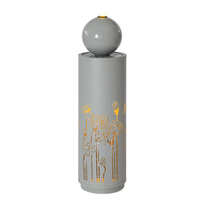 English Elm 34.25"h Light Gray Metal Floral Cutout Outdoor Fountain with Dual Led Sphere Top N765P355072G