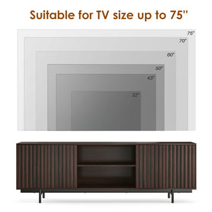 English Elm Modern Low Profile Media Console with Open Shelving and Concealed Cabinet Storage Dark Walnut T3623P434862
