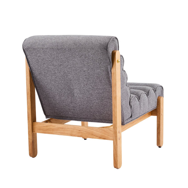 English Elm Fluffy Shearling Accent Chair Plush Tiered Back Solid Wood Frame Cozy Reading Nook Dark Gray,Natural N767P366257G