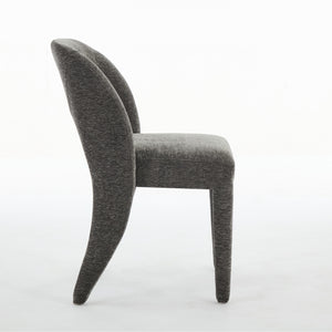 English Elm grey chenille dining chair set of 2 with hollowed backrest, iron frame KD assembly, comfy cushion, 300 lb capacity W3615P340369