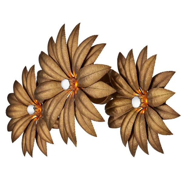 Alithea Nature-Inspired Brass Wall Sconce with Hand-Hammered Petals for Elegant Home Illumination