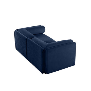 English Elm Stylish Blue Chenille 2-Seater Sofa With Hidden Storage, Modern Design & Ergonomic Comfort For Small Spaces W714S01046-GIGA