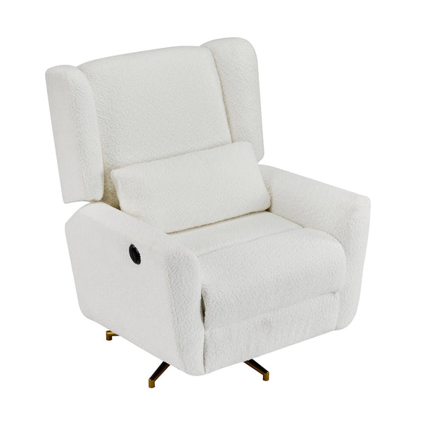 English Elm Christopher Knight Home® - Power Boucle Swivel Recliner Chair with 360° Metal Star Base, Electric Lift, Ergonomic Padded Backrest, Adjustable Footrest, Easy Assembly Beige,Gold N771P298185M