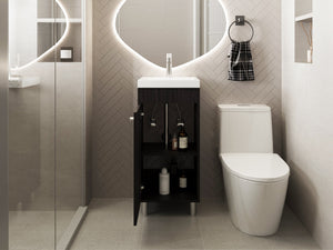 English Elm Waterford Compact Bathroom Vanity with Integrated Sink and Spacious Cabinet for Small Bathrooms Black B092P329252