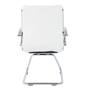 OSP Home Furnishings Guest Faux Leather Office Chair with Chrome Sled Base and Ergonomic Lumbar Support White SPX23595C-U11