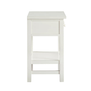 English Elm Finley Rustic 1-Drawer Nightstand with Open Shelf, Distressed Wood Finish, Dovetail Drawer Craftsmanship Antique White B050P376951
