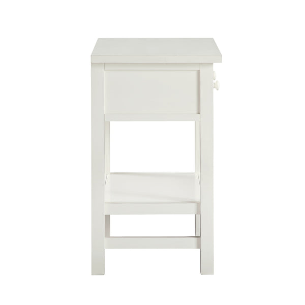 English Elm Finley Rustic 1-Drawer Nightstand with Open Shelf, Distressed Wood Finish, Dovetail Drawer Craftsmanship Antique White B050P376951