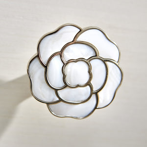 Bernhardt Bernhardt Silhouette Nightstand Eggshell Finish — Hollywood Regency Glam, Polished Steel & Soft-Close Drawers 307233