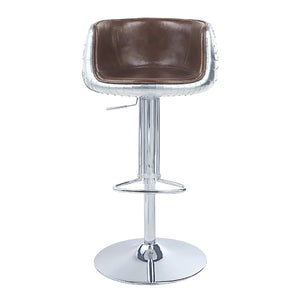 English Elm Vintage Brown and Aluminum Swivel Adjustable Stool