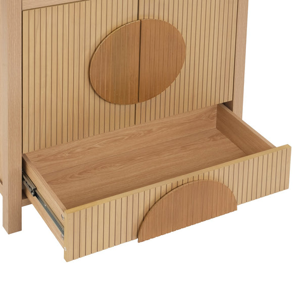 English Elm 30 Inch Fluted Freestanding Bathroom Vanity Solid Wood Soft Close Spa Style W5278S00004