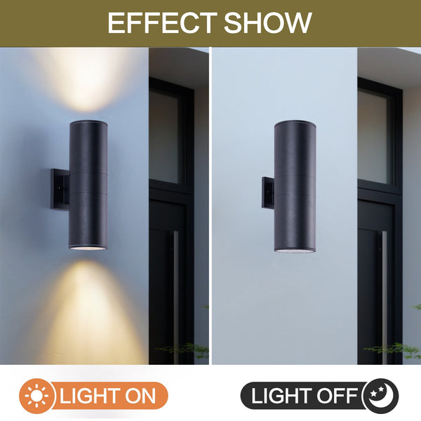 English Elm 18" Aluminum Cylinder Outdoor Wall Sconce Set of Two with up Down Porch Lighting W2312P416009