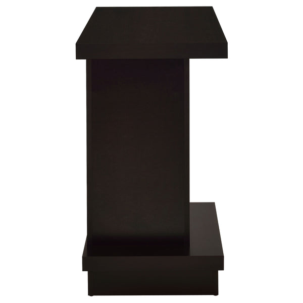 English Elm Fiona Cappuccino Pedestal Console Table — Warm Espresso-Toned Engineered Wood, Geometric Modern Design, Durable Support B062P331093