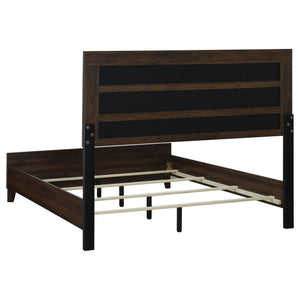 English Elm Anza Walnut Upholstered Queen Bed with Padded Headboard, Durable Laminate Finish, Scuff-Resistant Style B062S01312