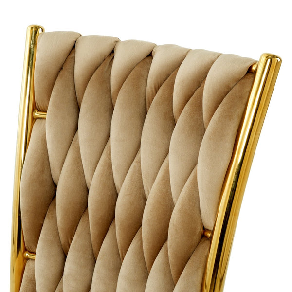 English Elm Modern Velvet Dining Chairs Set of 2 with Gold Legs Curved Back Foam Cushion W210P376368