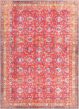Unique Loom Timeless John Machine Made Floral Rug Red, Beige/Black/Blue/Ivory/Violet/Gold/Green 7' 7" x 10' 6"