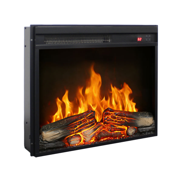 English Elm 23 Inch Electric Fireplace Insert with Led Log Set Infrared Remote and Timer Control W1769P383499