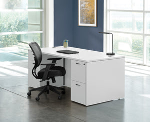 OSP Home Furnishings Napa Executive Office Desk with Dual Pedestals Engineered Wood Storage for Home Workspaces 71"X35" White NAPWHT-TYP2