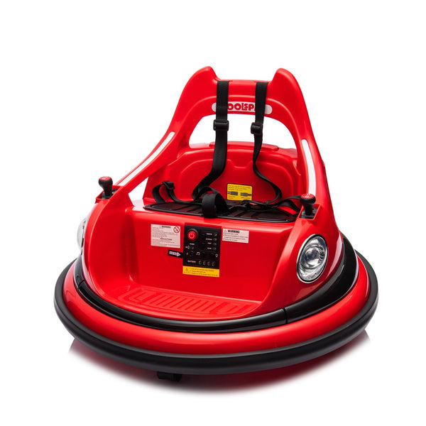English Elm 12v Kids Ride on Bumper Car with 360 Spin Led Lights Bluetooth and Parental Remote Red W1578P198506