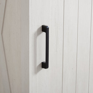 English Elm 5 Drawer Dresser with Sliding Barn Door — Farmhouse Modern MDF Chest with Metal Handle, Adjustable Shelves, Spacious Top White W2275P206613