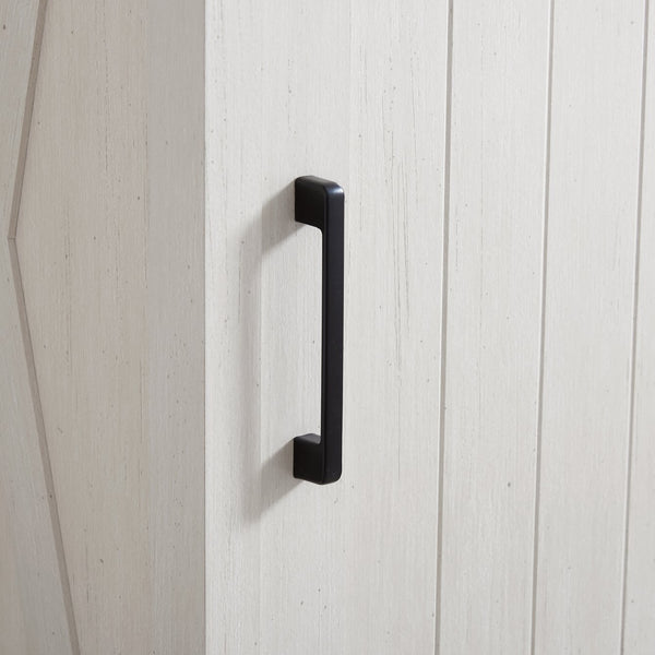 English Elm 5 Drawer Dresser with Sliding Barn Door — Farmhouse Modern MDF Chest with Metal Handle, Adjustable Shelves, Spacious Top White W2275P206613