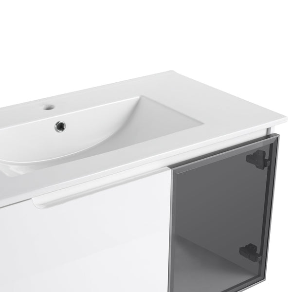 English Elm 60" Freestanding Double Sink Bathroom Vanity with Soft-close Doors and Three Drawers W999S00531