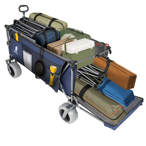 English Elm 67in Heavy Duty Utility Wagon with Extendable Tailgate and All Terrain Wheels 500lb Capacity Blue Gray W2932P417645