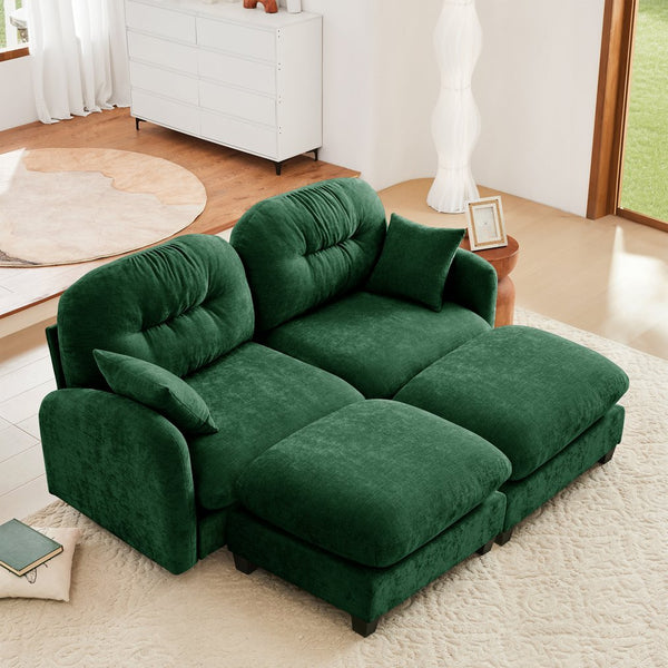 English Elm Cloud Sectional Sofa - Luxurious Green Chenille With Tufted Backrest & Modular Design For Any Space W714S01396