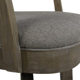 English Elm Williams 31In Swivel Bar Stool With Armrests, Heathered Grey Linen