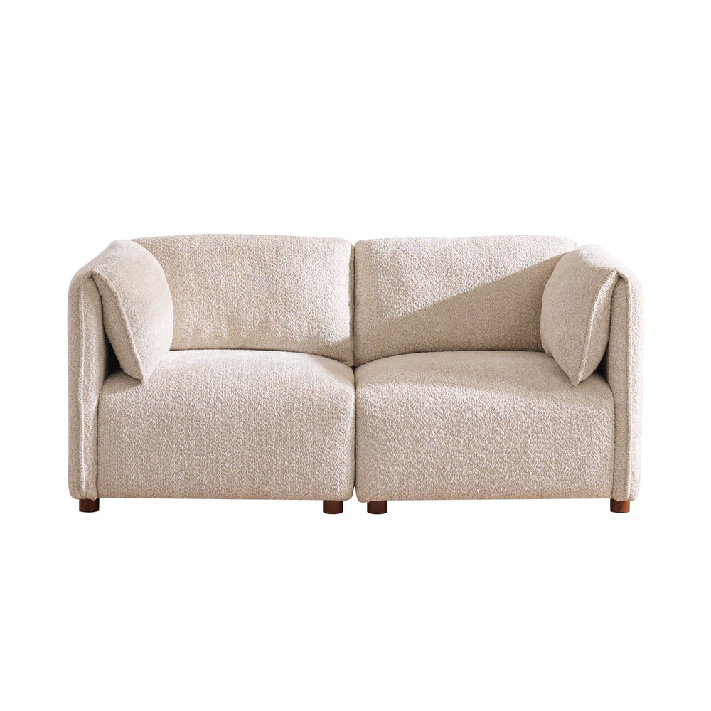 English Elm Aura Boucle Modular Sectional Sofa with Ottoman Four Piece L Shape Living Room Couch N773IS00115S