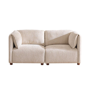 English Elm Aura Boucle Modular Sectional Sofa with Ottoman Four Piece L Shape Living Room Couch N773IS00115S