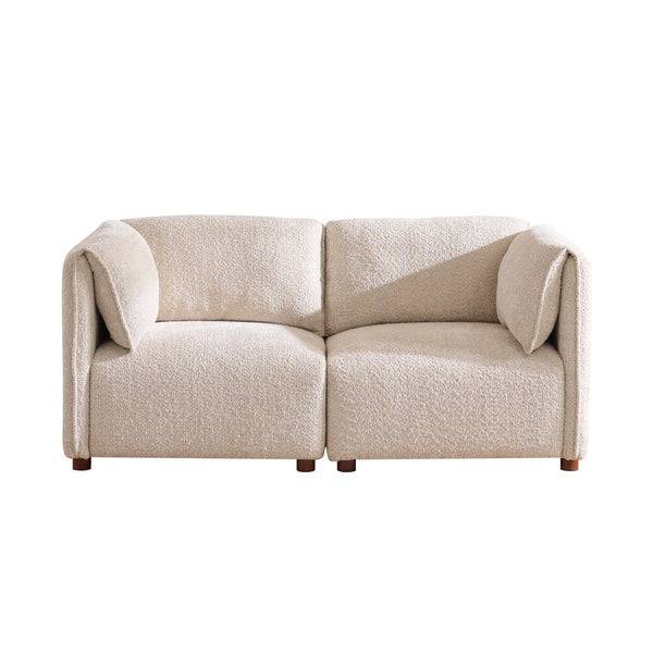 English Elm Aura Boucle Modular Sectional Sofa with Ottoman Four Piece L Shape Living Room Couch N773IS00115S