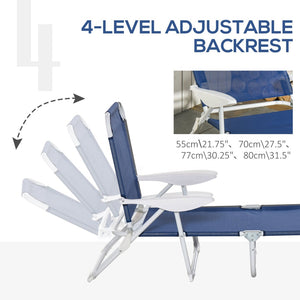 English Elm Outsunny Folding Chaise Lounge Chair - Adjustable 4-Position, Lightweight Metal Frame For Beach & Patio W2225P200778-GIGA