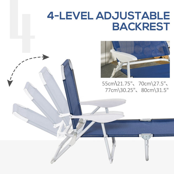 English Elm Outsunny Folding Chaise Lounge Chair - Adjustable 4-Position, Lightweight Metal Frame For Beach & Patio W2225P200778-GIGA