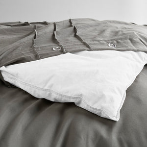 JLA Home Comfort Spaces - Soft Washed Pleated Duvet Cover Set with OEKO-TEX Soft Microfiber, Grid Pinch-Pleat, Button Closure, Breathable All-Season Comfort Grey AM12-0036