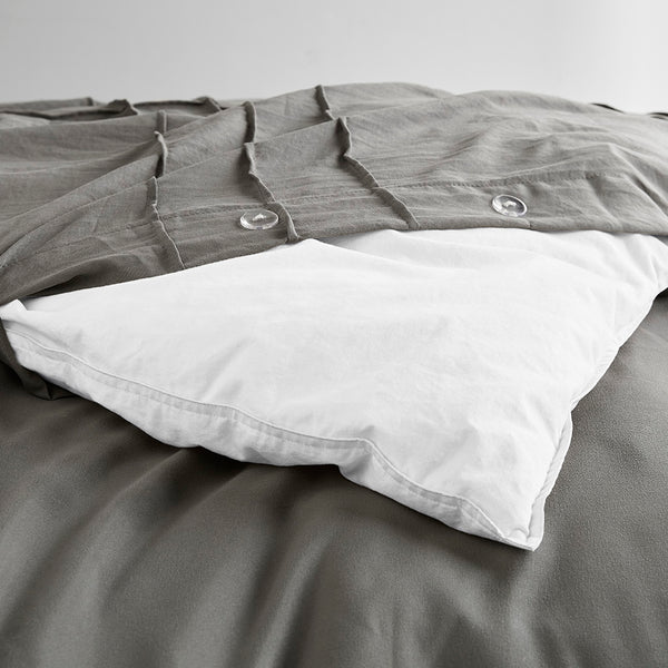 JLA Home Comfort Spaces - Soft Soft Washed Pleated Duvet Cover Set with OEKO-TEX, Ultra-Soft Microfiber, Breathable All-Season Comfort Grey AM12-0035