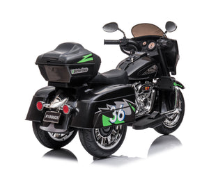 English Elm 12v Kids Electric Ride on Motorcycle with Led Lights Bluetooth Music and Storage Trunk Black W1760P237295