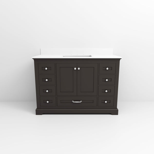 English Elm Espresso 48" Single Bath Vanity with Cultured Marble Top, Solid Wood, Soft-Close Drawers & Storage B2731P258365