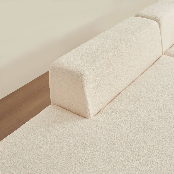 English Elm Modular Sectional Couch - Cozy Lambswool Upholstered L-Shape Sofa With Chaise For Modern Living Spaces W1765S00084