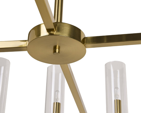 Sunpan CLARABELLE Chandelier - Large Brass Fixture with Clear Glass Shades for Timeless Elegance & Style 107928