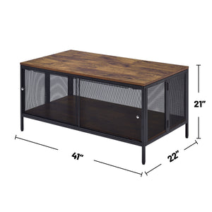 English Elm Foldable Rectangular Coffee Table — Space-Saving Antique Oak & Black Design, Stylish Durable Organizer Accent (96) B016P313977