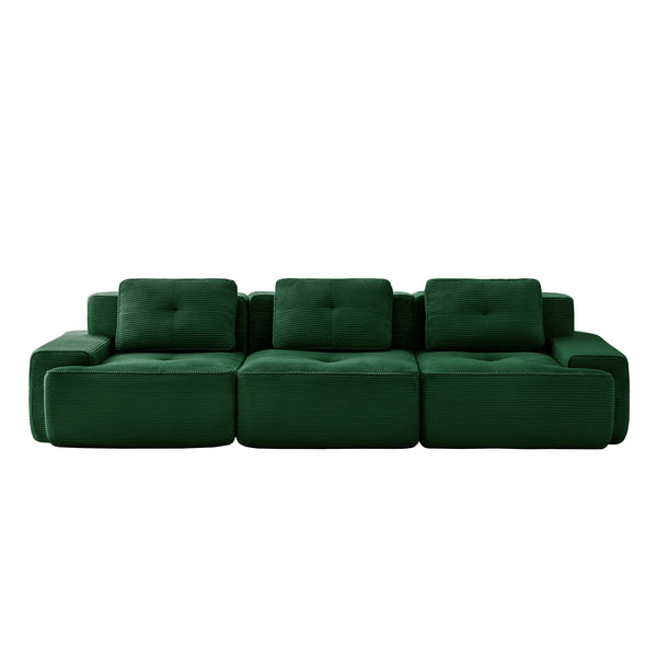 English Elm 117" Modern Modular Sectional Sofa – Oversized 3-Seater In Soft Corduroy, No Assembly, Ergonomic Comfort! W714S01485