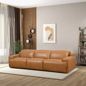 English Elm Urbana Triple Power Reclining Sofa in Top Grain Leather for Modern Living Rooms B183S00114