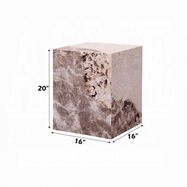English Elm Modern Luxury Square End Table Engineered Stone Finish ECC Waterproof Heat & Stain Resistant Chic Centerpiece Antique White 19.25 L x 19 W x 24 H B2741P333942