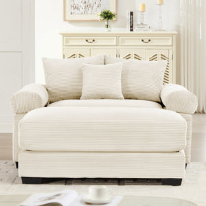 English Elm 54.3" Oversized Modular Sectional Couch - Plush Corduroy, Ergonomic Comfort With Ottoman & Pillows W714S01283