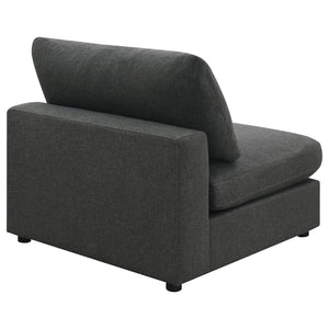 English Elm Duncan Modular Armless Chair in Charcoal Muslin Fabric with Removable Back Cushion, Cozy Modern Seating B062P357799