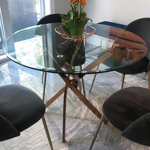 English Elm Size:48.03 Round Tempered Glass Table Top Polished Edges Dining Room Surface W1151P329686