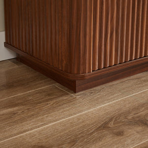 English Elm 3 Drawer Walnut Dresser Set with Curved Wave Corners, Waterproof Top, Modern Nightstands for Bedroom W1820P337284