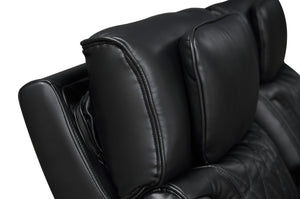 English Elm Jazmina Power Reclining Sofa Loveseat Set with Led Lighting and Bluetooth Speakers Black B2749S00346
