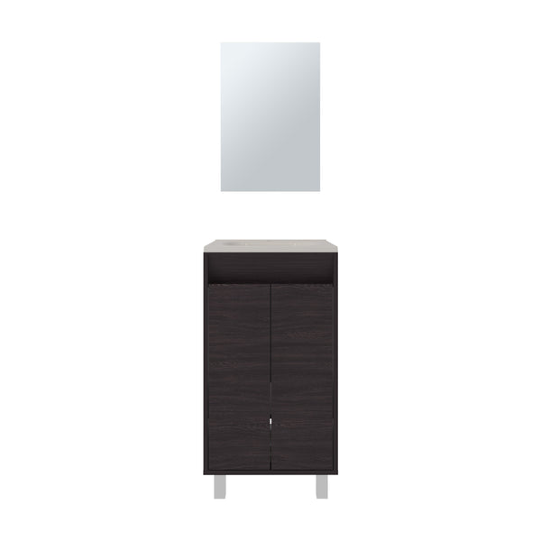 English Elm Brady Mirror Bathroom Vanity Cabinet with Bolonia Mirror, Drawer & Open Shelf, Black MDF Elegance B070P337129