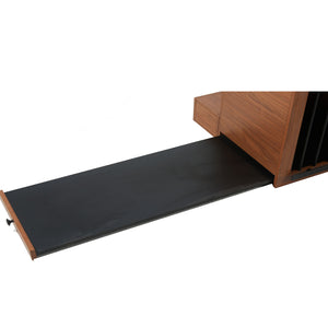 English Elm 56"L, 56"L Mid-Century Walnut Dog Crate Bench Ottoman with Sliding Barn Door, Padded Removable Cushion, Wheels, 300lb耐 N843P293660W